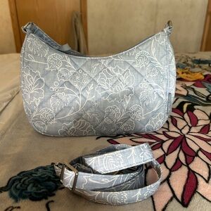 Vera Bradley Frannie Crescent Crossbody/Shoulder Bag- Sweet Garden Lace